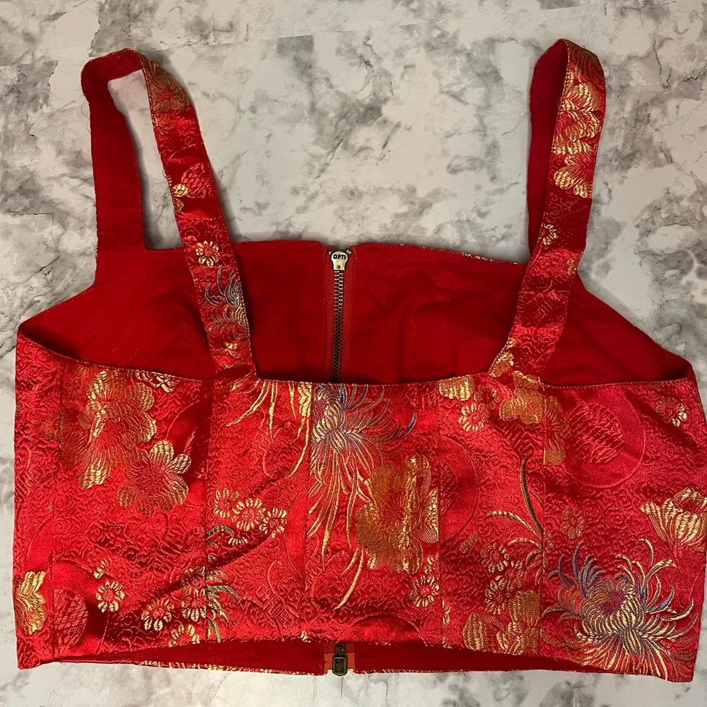 Kimchi Blue Vibrant Red Top with Metallic Thread Size Large - Picture 3 of 4